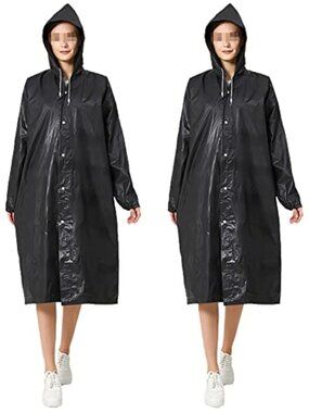 2‎ Pcs Unisex Rain Coats Adults Clear Rainwear Lightweight Rain Cape Emergency